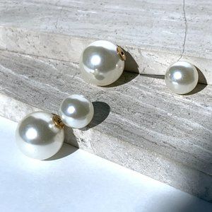 NEW~ Anthropologie Shashi "Fenmore" Pearl front/back stud Earrings